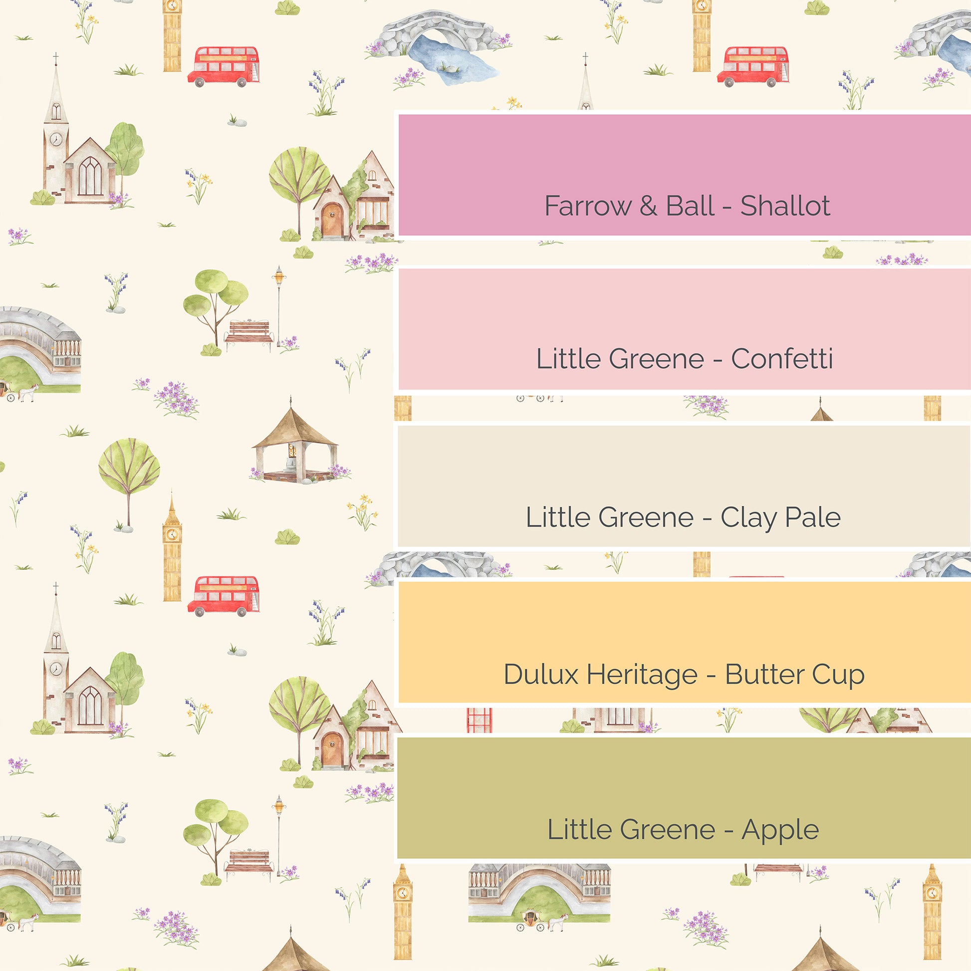 Town & Country Wallpaper - Cream Background, Lilac Flowers