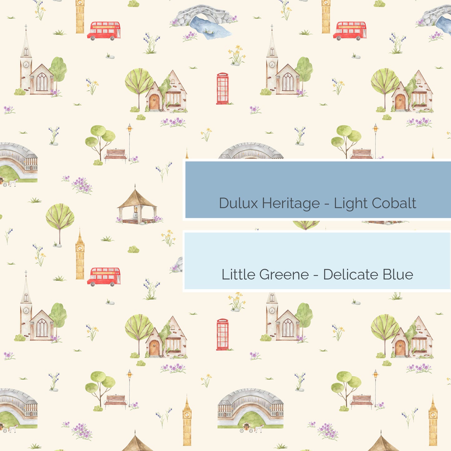 Town & Country Wallpaper - Cream Background, Lilac Flowers