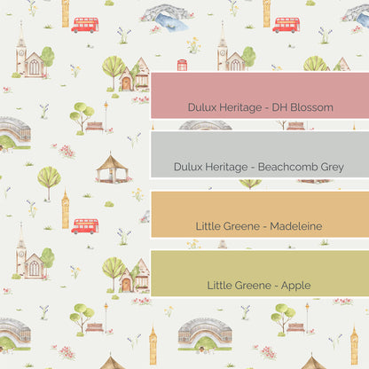 Town & Country Wallpaper - Grey Background, Coral Flowers