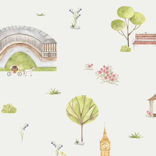 Town & Country Wallpaper - Grey Background, Coral Flowers