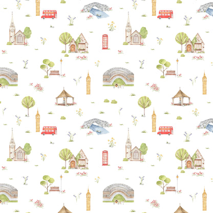 Town & Country Wallpaper - white background, coral flowers