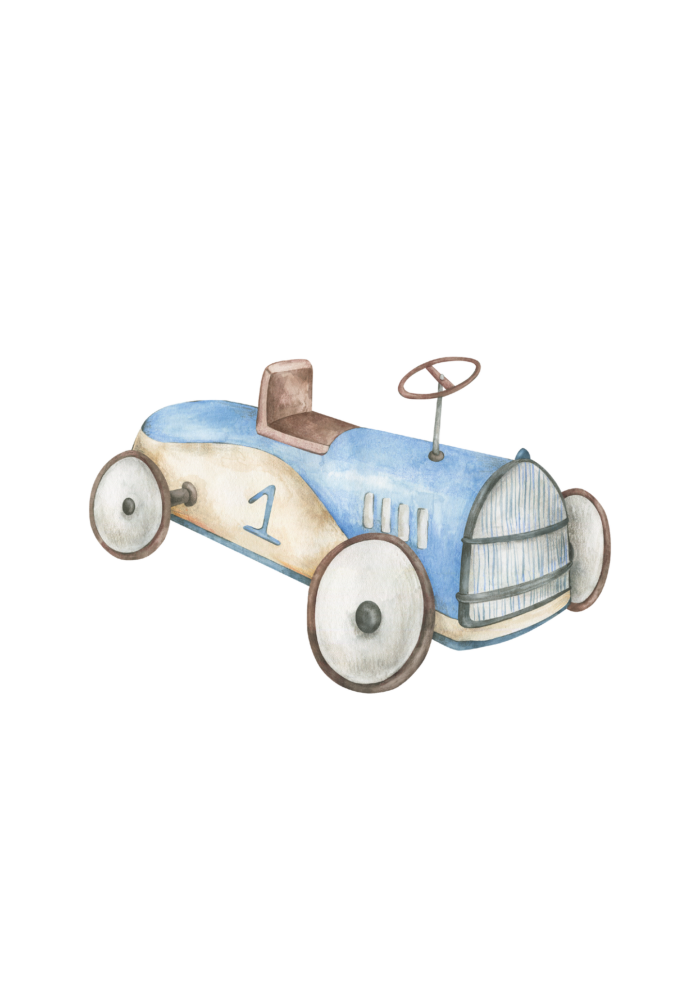 Vintage Race Car Nursery Art Print