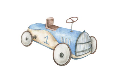 Vintage Race Car Nursery Art Print Landscape Orientation