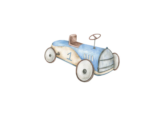 Vintage Race Car Nursery Art Print Landscape Orientation