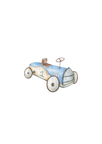 Vintage Race Car Nursery Art Print