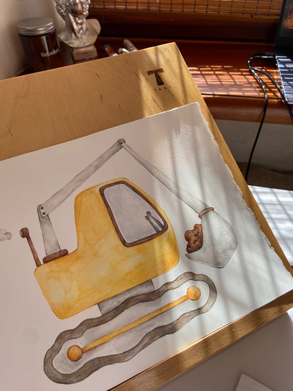 Excavator Nursery Art Print