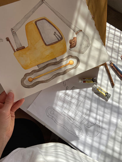 Excavator Nursery Art Print