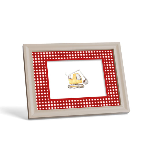 Gingham Photo Mount - custom photo mat for framing - cream frame - surface leaning - Coeur et Maman