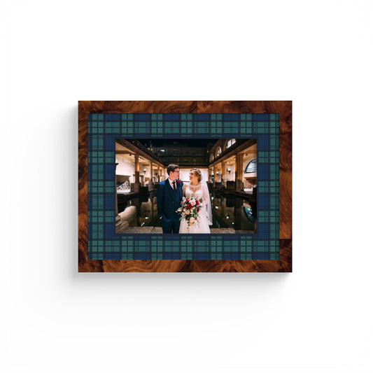 Black Watch Tartan Photo Mount - custom photo mat for framing -burlwood frame - wall hanging - Coeur et Maman