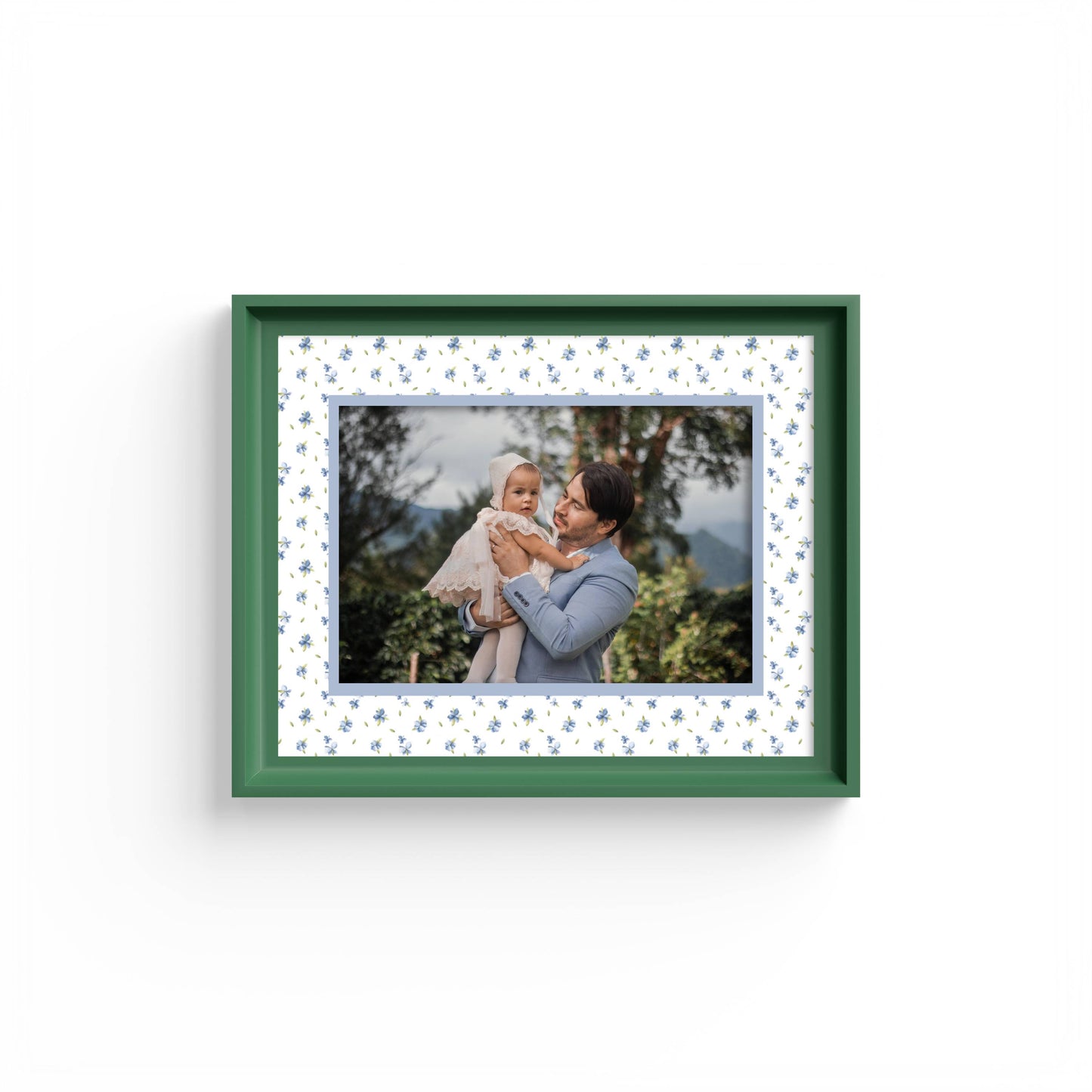 Floral Photo Mount - mount for picture frame - green frame - wall hanging - Coeur et Maman