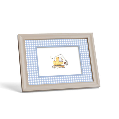 Gingham Photo Mount - custom photo mat for framing - cream frame - surface leaning - Coeur et Maman