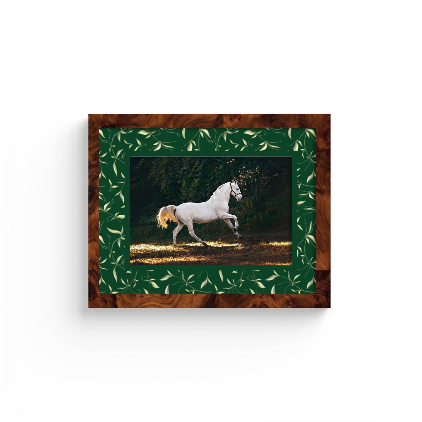 Botanical Photo Mount - custom photo mat for framing - equestrian gifts - burlwood frame - wall hanging - Coeur et Maman