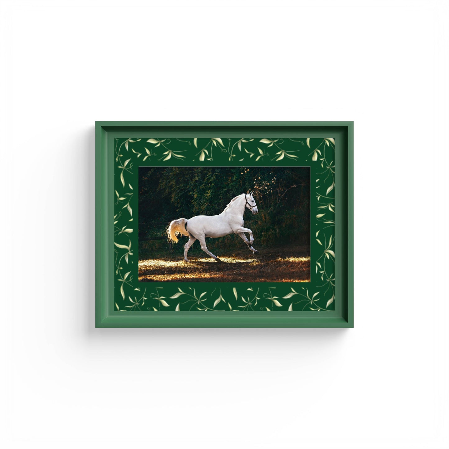 Botanical Photo Mount - mount for picture frame - equestrian gifts - green frame - wall hanging - Coeur et Maman