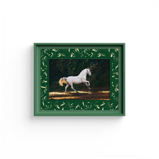 Botanical Photo Mount - mount for picture frame - equestrian gifts - green frame - wall hanging - Coeur et Maman