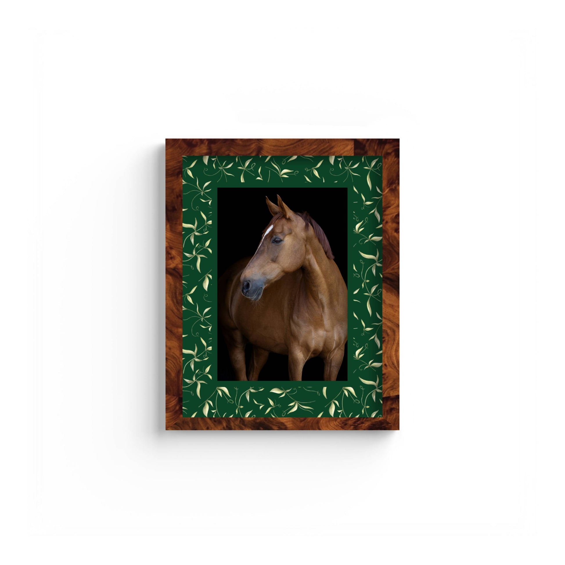 Botanical Photo Mount - custom photo mat for framing - equestrian gifts - burlwood frame - wall hanging - Coeur et Maman