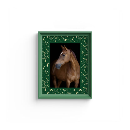 Botanical Photo Mount - mount for picture frame - equestrian gifts - green frame - wall hanging - Coeur et Maman