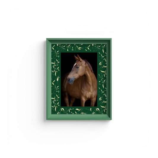 Botanical Photo Mount - mount for picture frame - equestrian gifts - green frame - wall hanging - Coeur et Maman