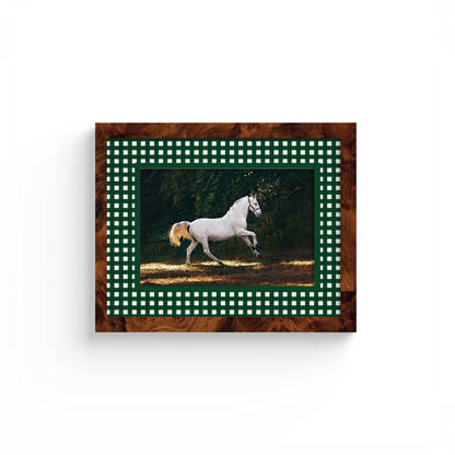 Gingham Photo Mount - custom photo mat for framing - equestrian gifts - burlwood frame - wall hanging - Coeur et Maman