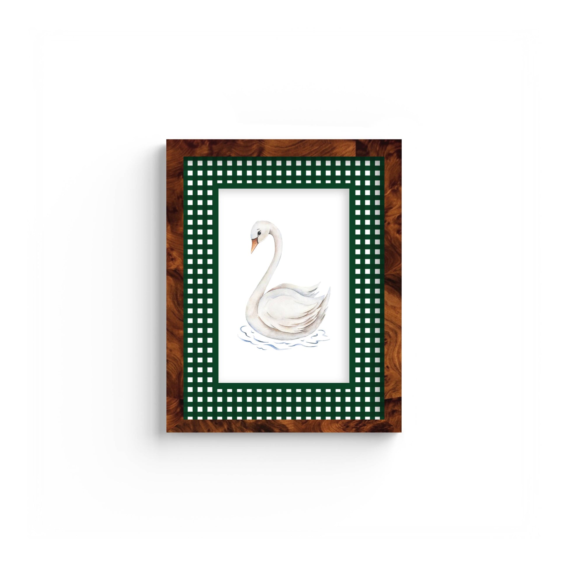 Gingham Photo Mount - custom photo mat for framing - equestrian gifts - burlwood frame - wall hanging - Coeur et Maman