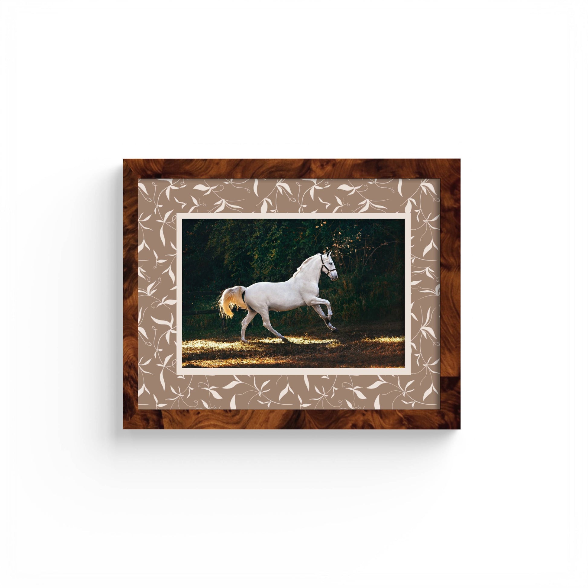 Botanical Photo Mount - custom photo mat for framing - equestrian gifts - burlwood frame - wall hanging - Coeur et Maman