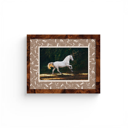 Botanical Photo Mount - custom photo mat for framing - equestrian gifts - burlwood frame - wall hanging - Coeur et Maman