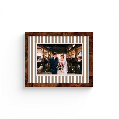 Medium Stripes Photo Mount - custom photo mat for framing graduation certificates - burlwood frame - wall hanging - Coeur et Maman