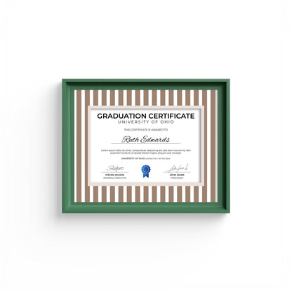 Medium Stripes Photo Mount - mount for picture frame for graduation certificates - green frame - wall hanging - Coeur et Maman