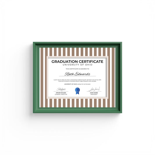 Medium Stripes Photo Mount - mount for picture frame for graduation certificates - green frame - wall hanging - Coeur et Maman