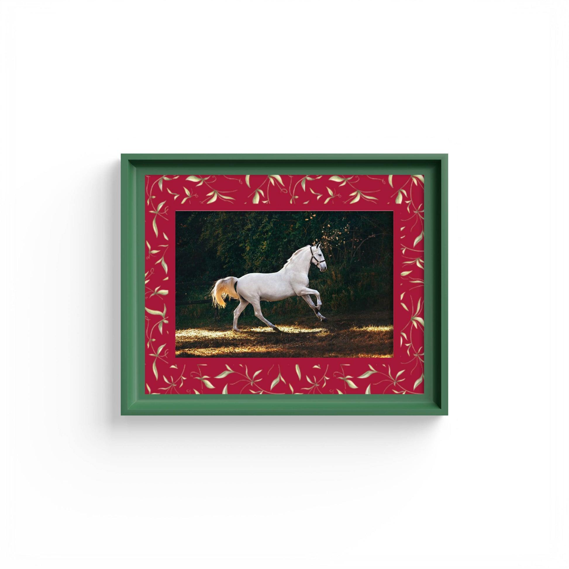 Botanical Photo Mount - mount for picture frame - equestrian gifts - green frame - wall hanging - Coeur et Maman
