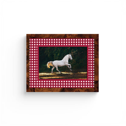 Gingham Photo Mount - custom photo mat for framing - equestrian gifts - burlwood frame - wall hanging - Coeur et Maman