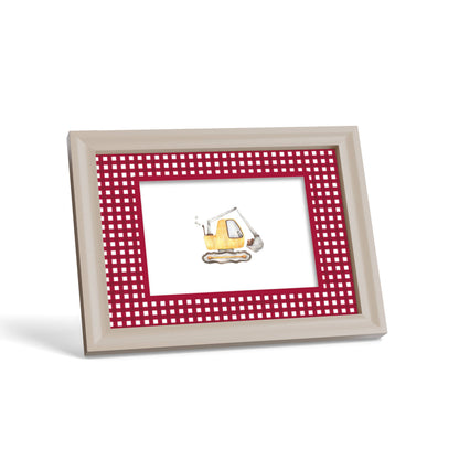 Gingham Photo Mount - custom photo mat for framing - cream frame - surface leaning - Coeur et Maman
