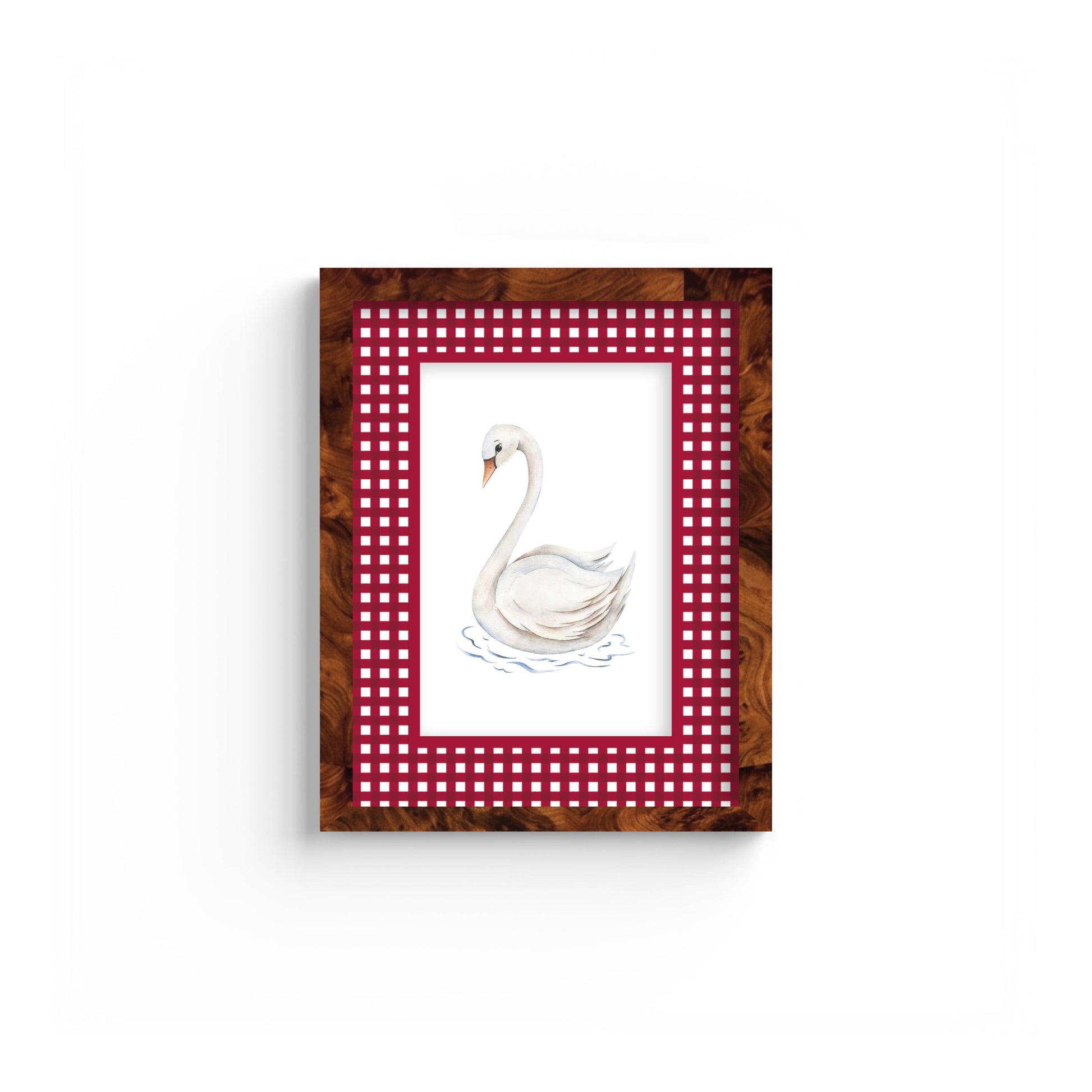 Gingham Photo Mount - custom photo mat for framing - equestrian gifts - burlwood frame - wall hanging - Coeur et Maman