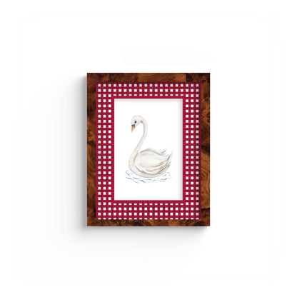 Gingham Photo Mount - custom photo mat for framing - equestrian gifts - burlwood frame - wall hanging - Coeur et Maman