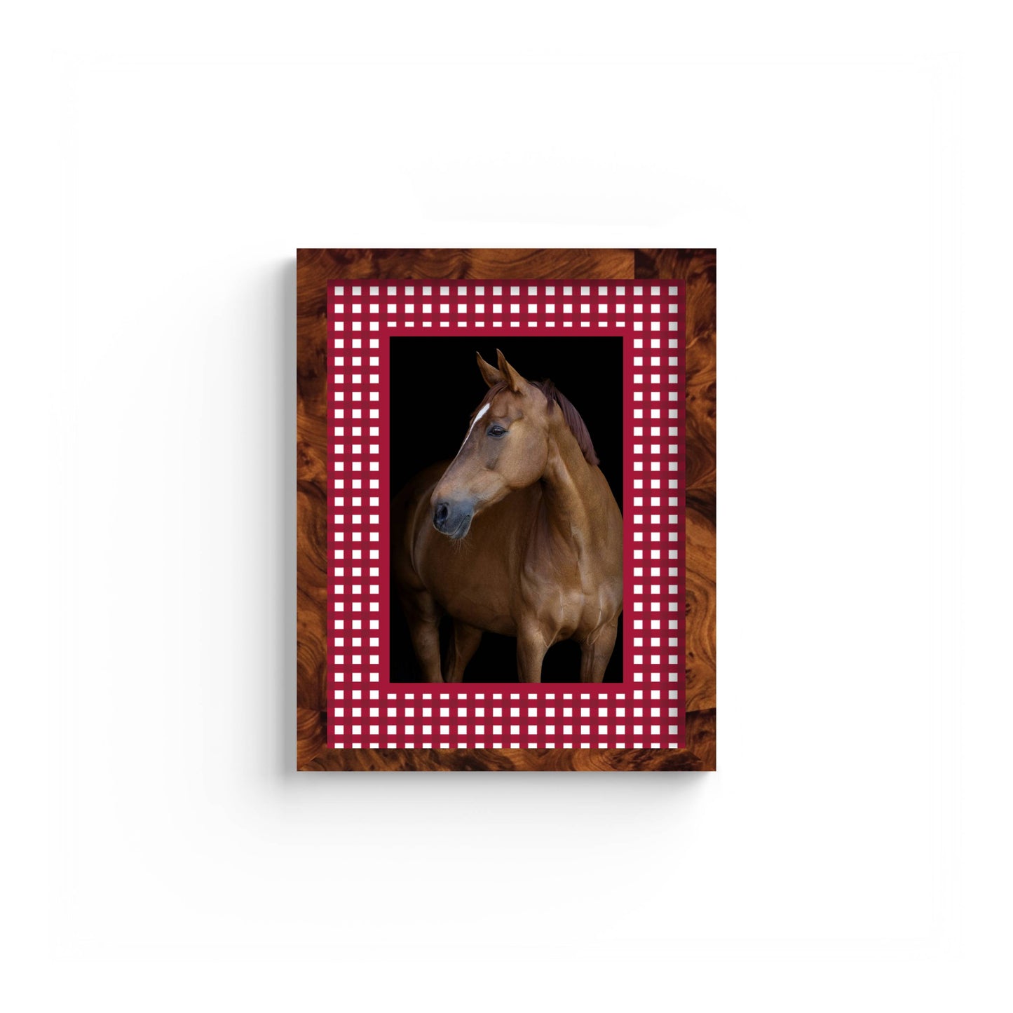 Gingham Photo Mount - custom photo mat for framing - equestrian gifts - burlwood frame - wall hanging - Coeur et Maman