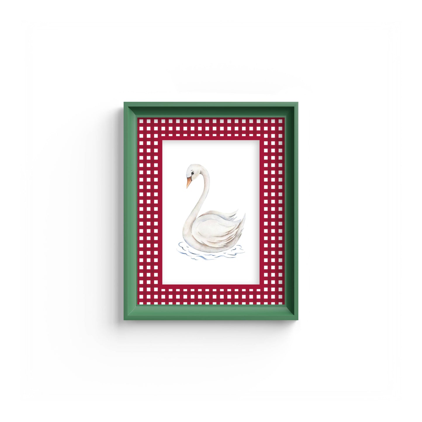 Gingham Photo Mount - mount for picture frame - equestrian gifts - green frame - wall hanging - Coeur et Maman