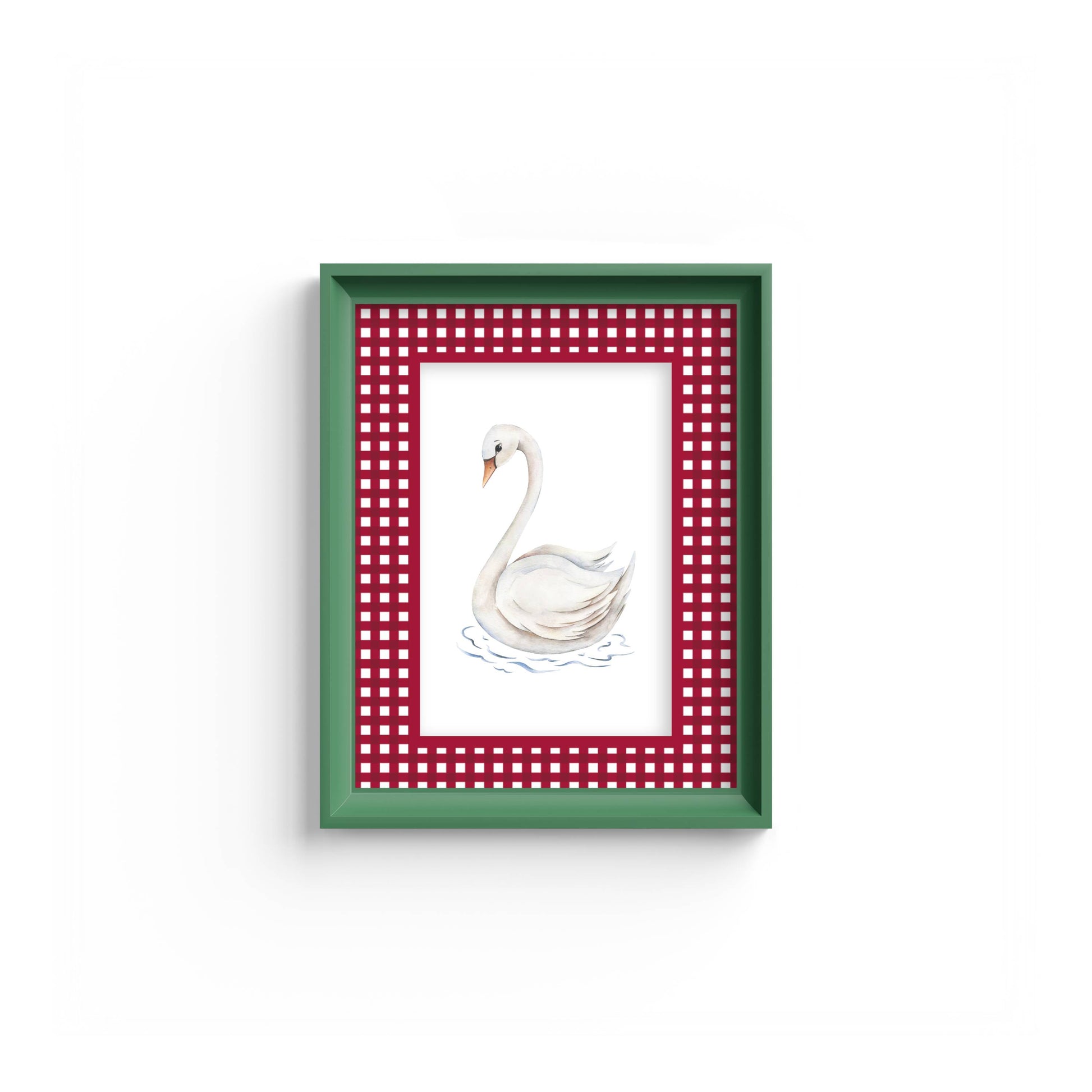Gingham Photo Mount - mount for picture frame - equestrian gifts - green frame - wall hanging - Coeur et Maman