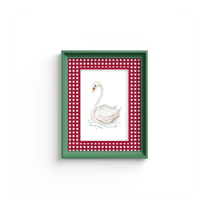 Gingham Photo Mount - mount for picture frame - equestrian gifts - green frame - wall hanging - Coeur et Maman