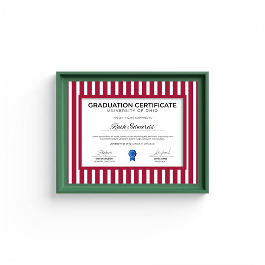 Medium Stripes Photo Mount - mount for picture frame for graduation certificates - green frame - wall hanging - Coeur et Maman