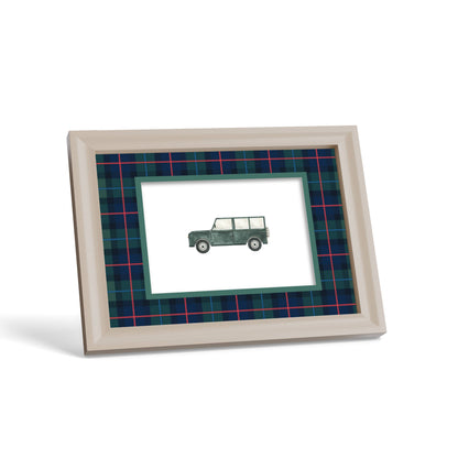 Campbell of Cawdor Tartan Photo Mount - custom photo mat for framing - cream frame - surface leaning - Coeur et Maman