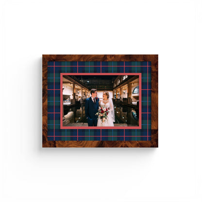Campbell of Cawdor Tartan Photo Mount - custom photo mat for framing for wedding photos - modern wedding gifts - burlwood frame - wall hanging - Coeur et Maman
