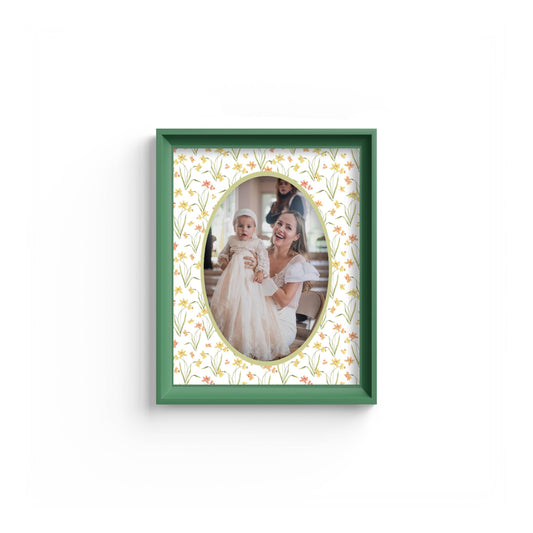 Floral Photo Mount - mount for picture frame - green frame - wall hanging - Coeur et Maman