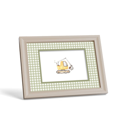 Gingham Photo Mount - custom photo mat for framing - cream frame - surface leaning - Coeur et Maman