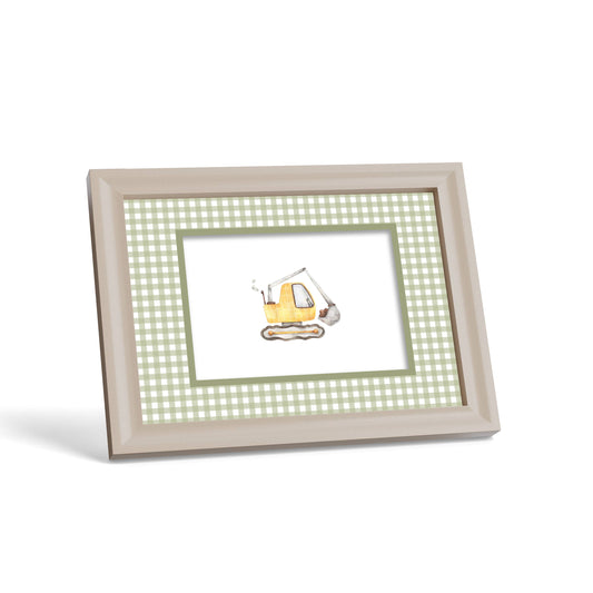 Gingham Photo Mount - custom photo mat for framing - cream frame - surface leaning - Coeur et Maman