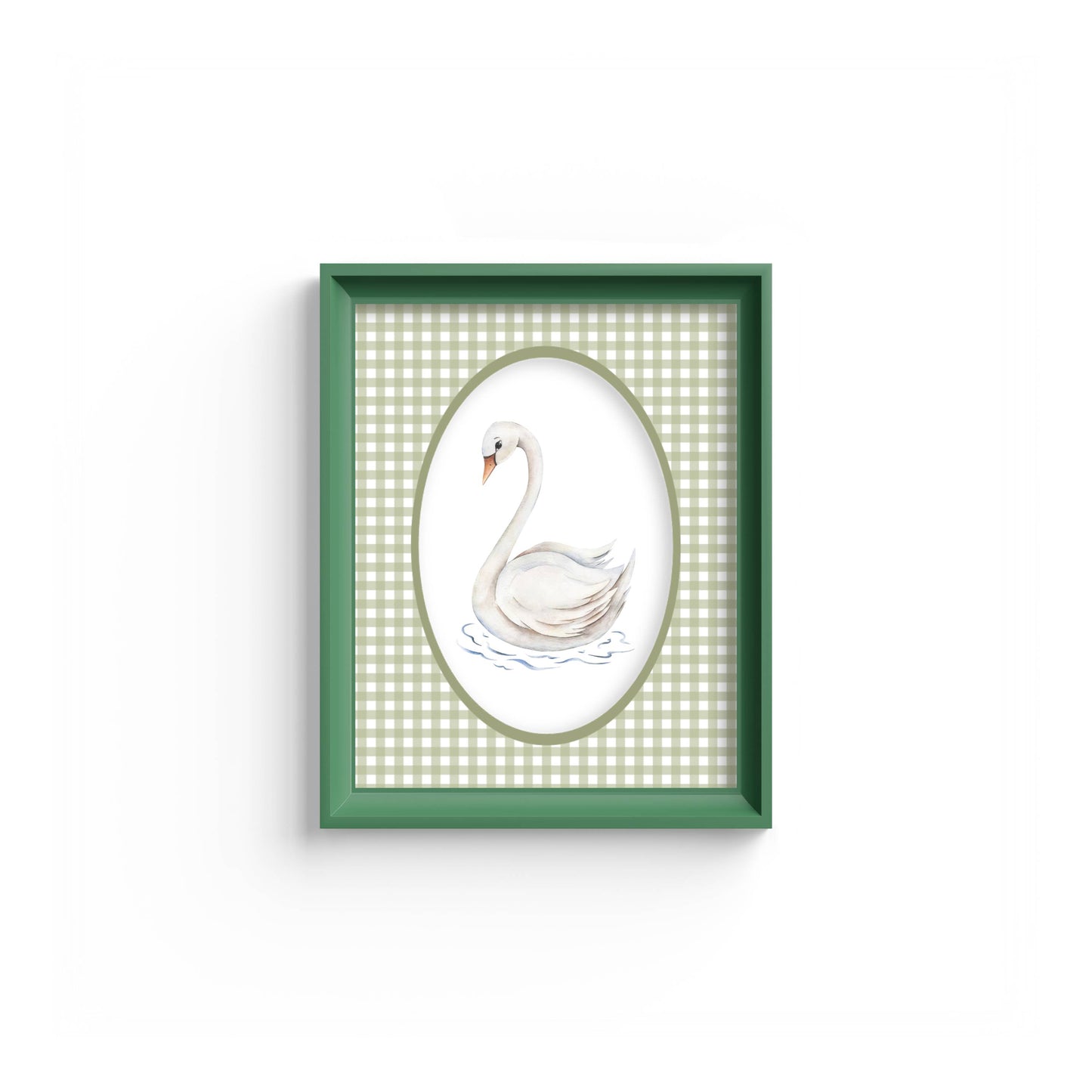 Gingham Photo Mount - mount for picture frame - green frame - wall hanging - Coeur et Maman