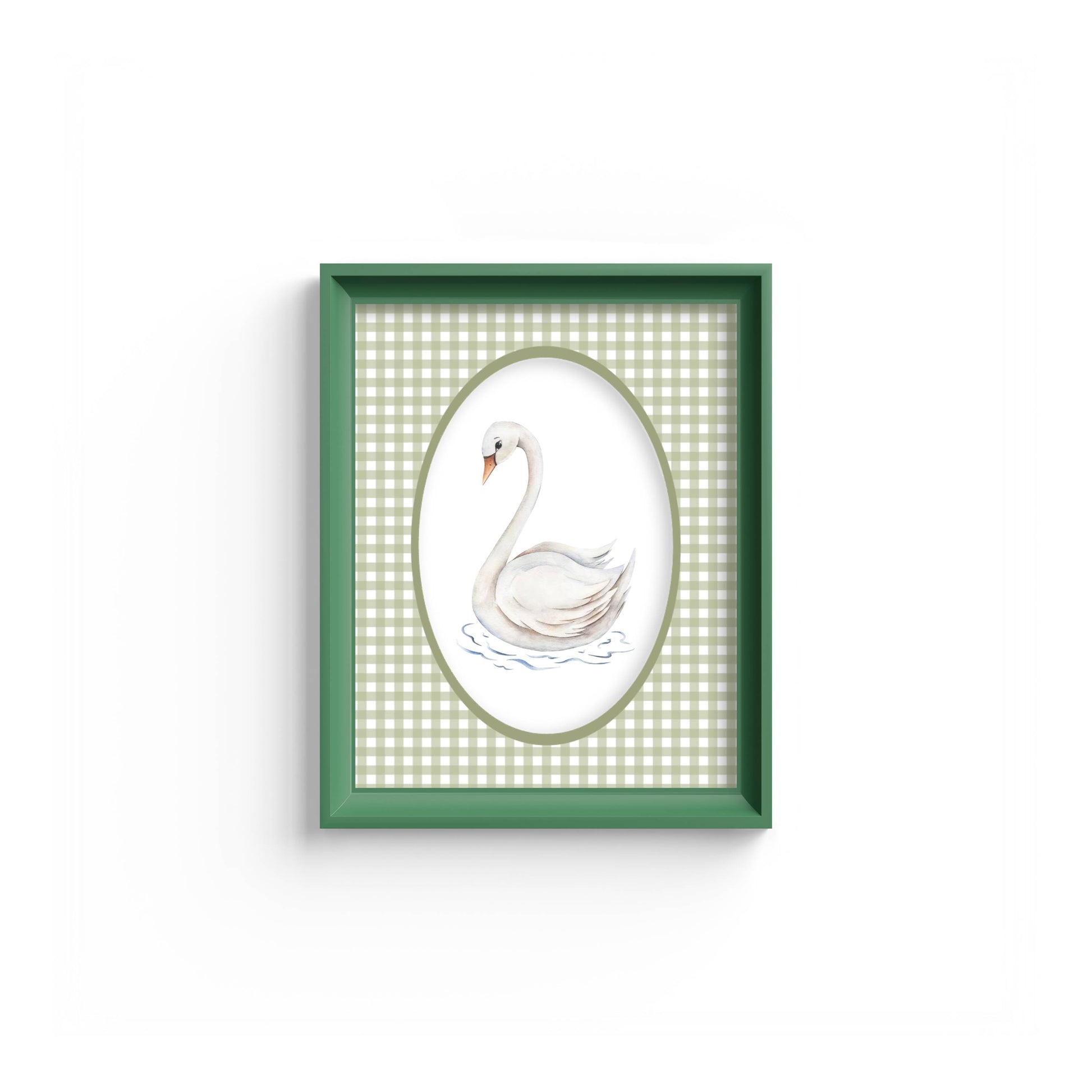 Gingham Photo Mount - mount for picture frame - green frame - wall hanging - Coeur et Maman
