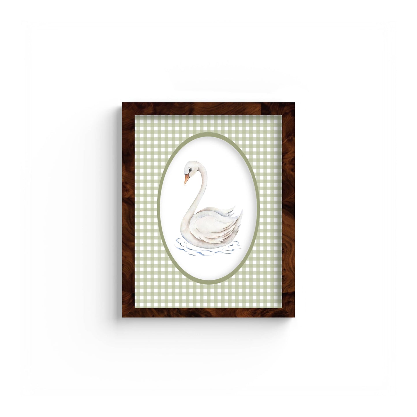 Gingham Photo Mount - custom photo mat for framing -burlwood frame - wall hanging - Coeur et Maman