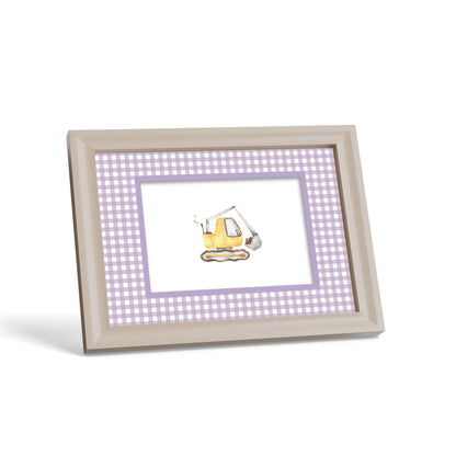 Gingham Photo Mount - custom photo mat for framing - cream frame - surface leaning - Coeur et Maman