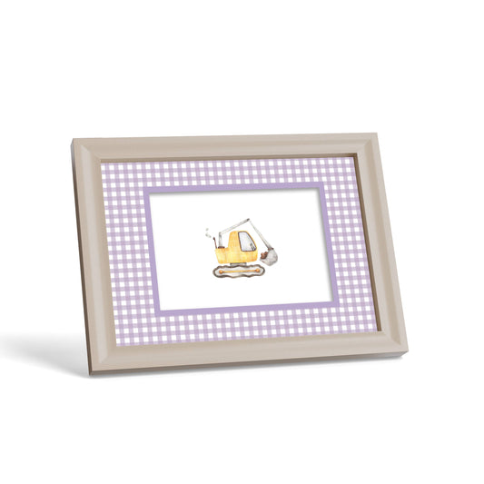 Gingham Photo Mount - custom photo mat for framing - cream frame - surface leaning - Coeur et Maman