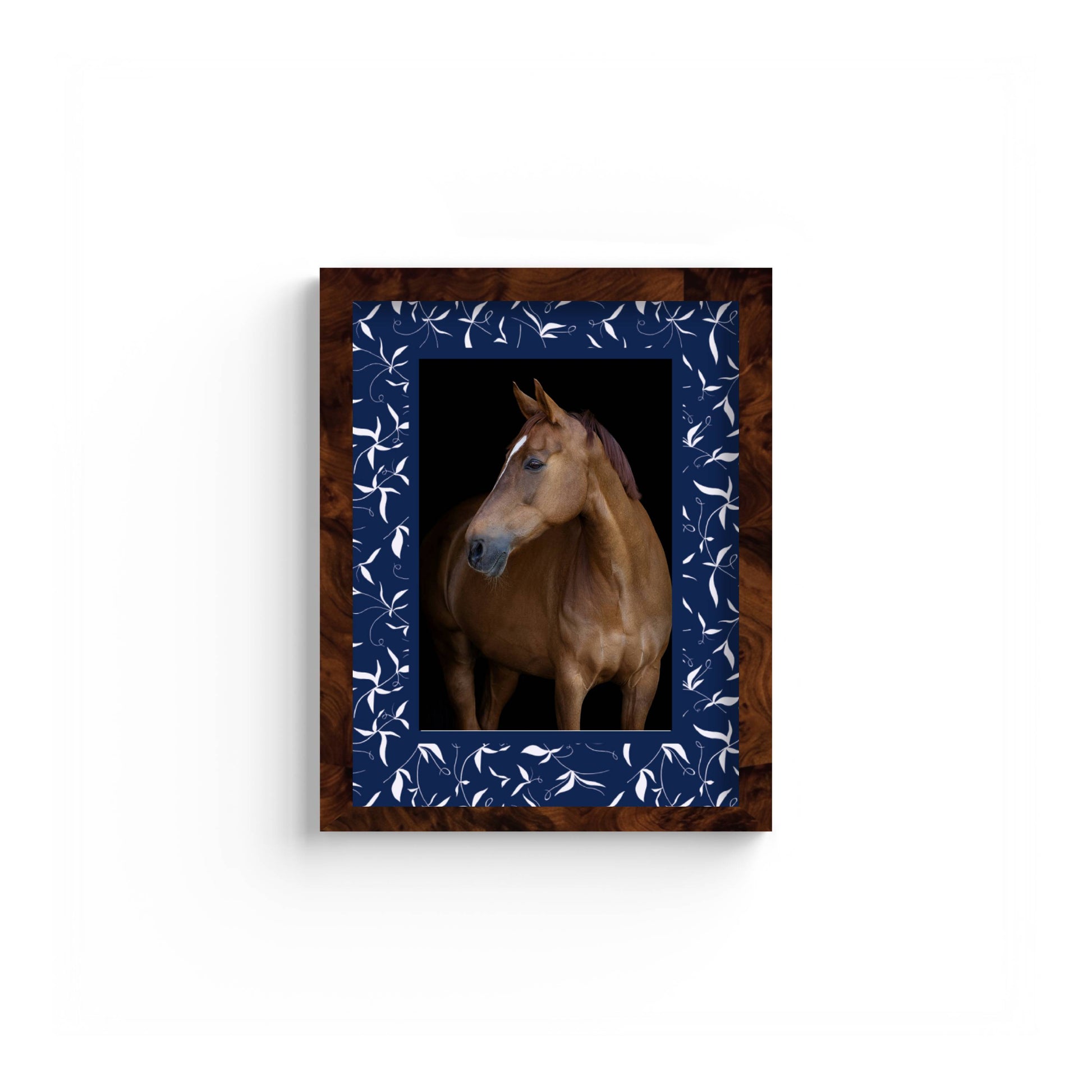 Botanical Photo Mount - custom photo mat for framing - equestrian gifts - burlwood frame - wall hanging - Coeur et Maman