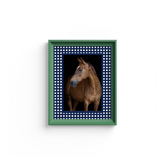 Gingham Photo Mount - mount for picture frame - equestrian gifts - green frame - wall hanging - Coeur et Maman